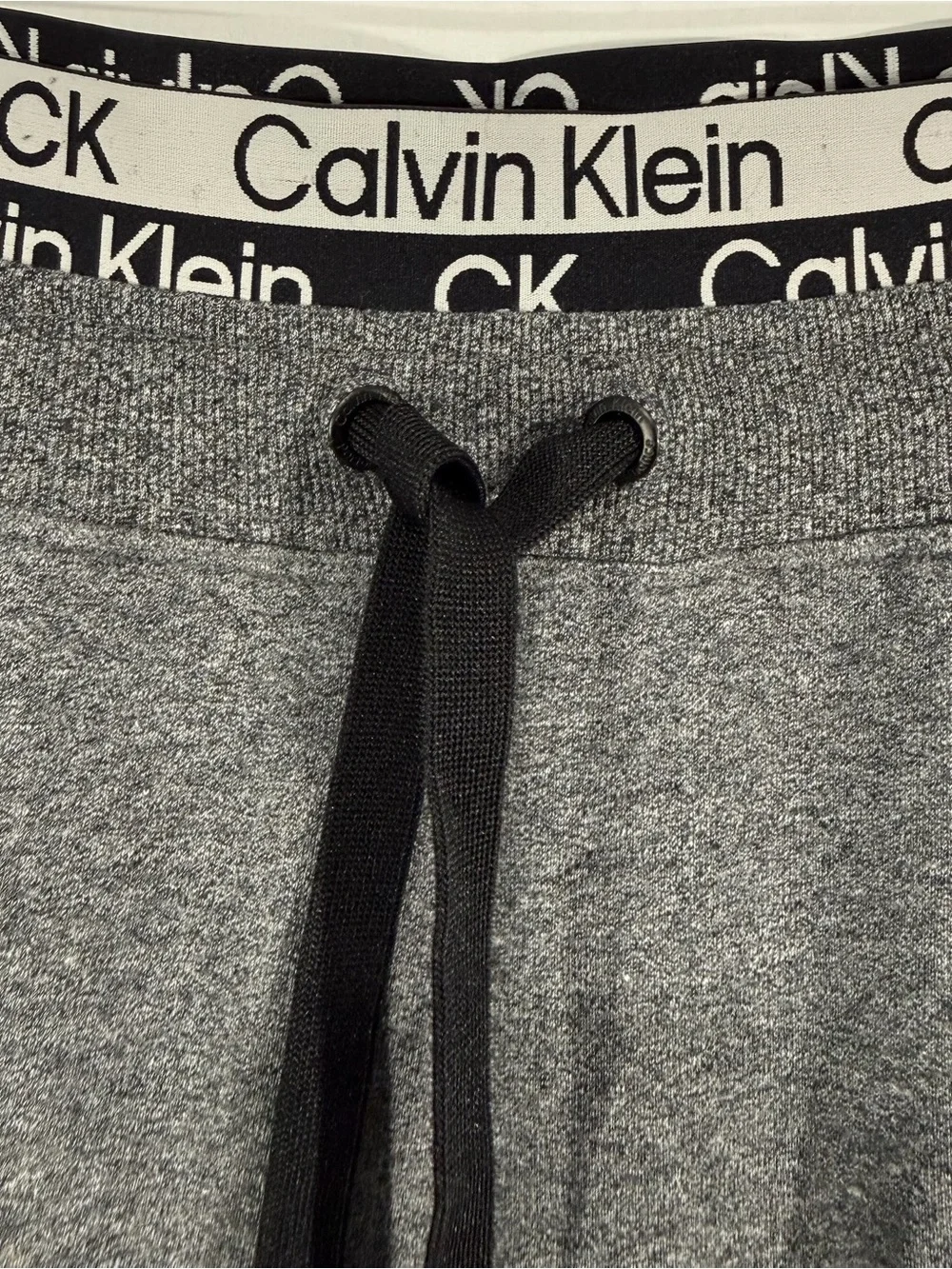 Calvin Klein Men's Heather Gray Knit Joggers with Black Drawstring